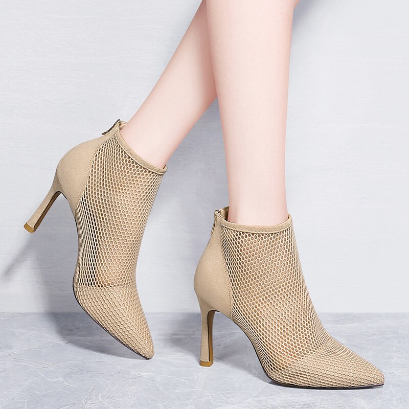 AECBUY Single Shoe Female 2019 New Spring Netface Sexy Female Shoes Tide Network Red Spring Heel Heels GGXPa30
