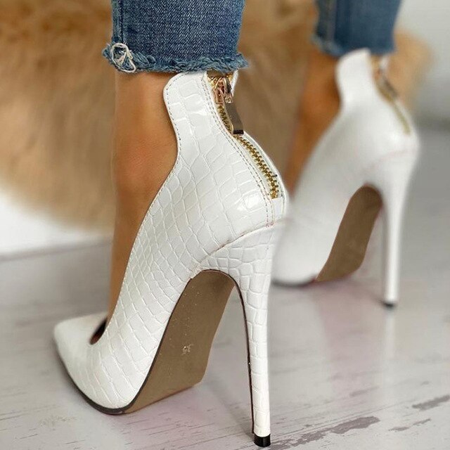 ECN Women Summer High Heel Shoes 2019 New Fashion Solid Thin Heel Ladies Leather Shoes Business Pointed Toe Pumps Shoes
