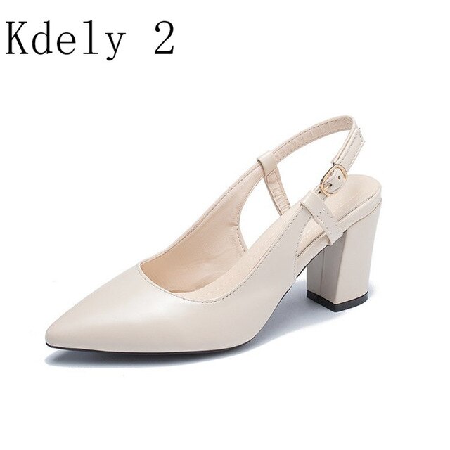 New Autumn Spring High Heels Shoes Woman 2019 Female Flock Straps Slingback Square Women Sandals Casual Wedding Shoes Pumps