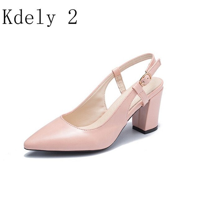 New Autumn Spring High Heels Shoes Woman 2019 Female Flock Straps Slingback Square Women Sandals Casual Wedding Shoes Pumps