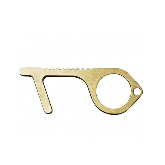 2pc Family Health Convenient Portable Alloy Press Elevator Tool Hygiene Hand Antimicrobial Brass EDC Door Opener Door Handle Key