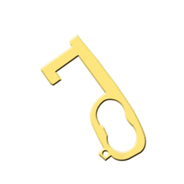 2pc Family Health Convenient Portable Alloy Press Elevator Tool Hygiene Hand Antimicrobial Brass EDC Door Opener Door Handle Key