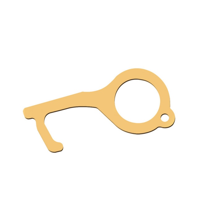 2pc Family Health Convenient Portable Alloy Press Elevator Tool Hygiene Hand Antimicrobial Brass EDC Door Opener Door Handle Key
