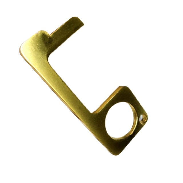 2pc Family Health Convenient Portable Alloy Press Elevator Tool Hygiene Hand Antimicrobial Brass EDC Door Opener Door Handle Key