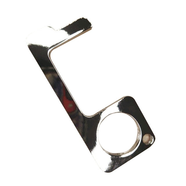 2pc Family Health Convenient Portable Alloy Press Elevator Tool Hygiene Hand Antimicrobial Brass EDC Door Opener Door Handle Key