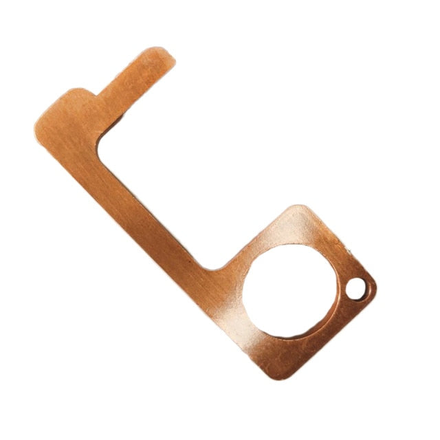 2pc Family Health Convenient Portable Alloy Press Elevator Tool Hygiene Hand Antimicrobial Brass EDC Door Opener Door Handle Key