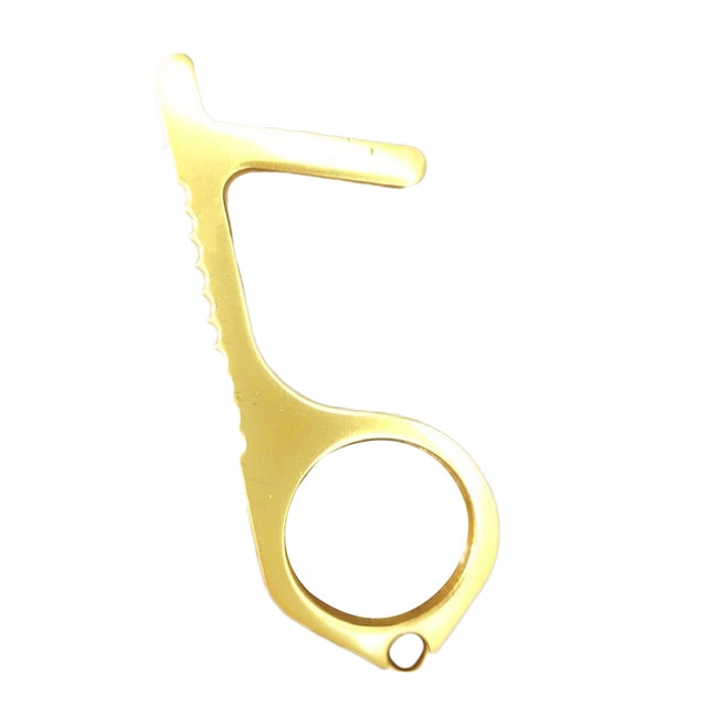 2pc Family Health Convenient Portable Alloy Press Elevator Tool Hygiene Hand Antimicrobial Brass EDC Door Opener Door Handle Key