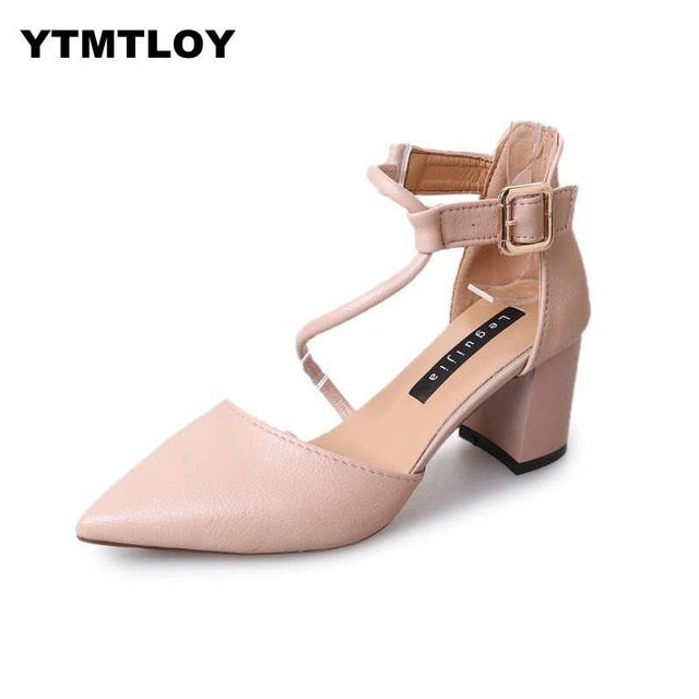 2019 New Hot Summer Women Shoes Pointed Toe Pumps Dress High Heels Boat Wedding Tenis Feminino  Zapatos De Mujer  Cross-tied