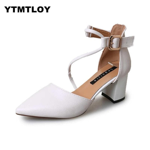 2019 New Hot Summer Women Shoes Pointed Toe Pumps Dress High Heels Boat Wedding Tenis Feminino  Zapatos De Mujer  Cross-tied